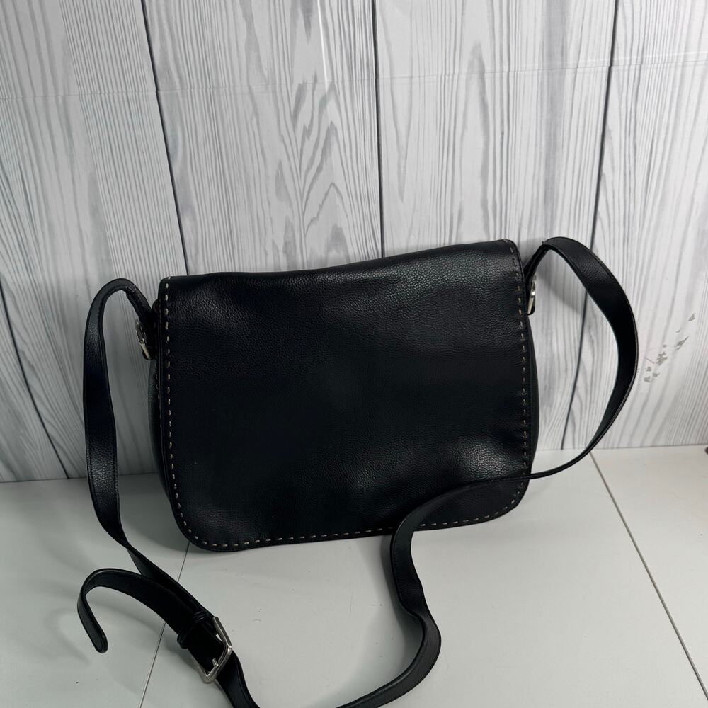 Vintage Liz Claiborne Black Red Satchel Crossbody y2K 90s Pebbled Leather